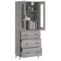 Aparador alto madera contrachapada gris sonoma 69,5x34x180 cm