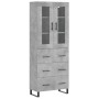 Aparador alto madera contrachapada gris hormigón 69,5x34x180 cm