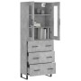 Aparador alto madera contrachapada gris hormigón 69,5x34x180 cm