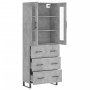 Aparador alto madera contrachapada gris hormigón 69,5x34x180 cm