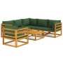 Gartenmöbel-Set 7-teilig aus Massivholz und grünen Kissen von vidaXL, Gartensets - Ref: Foro24-3155320, Preis: 836,88 €, Raba...