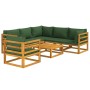 Gartenmöbel-Set 7-teilig aus Massivholz und grünen Kissen von vidaXL, Gartensets - Ref: Foro24-3155320, Preis: 836,88 €, Raba...