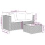Set de muebles de jardín 3 pzas y cojines ratán sintético gris