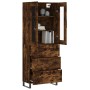 Aparador alto madera contrachapada roble ahumado 69,5x34x180 cm