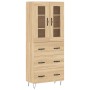 Aparador alto madera contrachapada color roble 69,5x34x180 cm