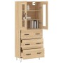 Aparador alto madera contrachapada color roble 69,5x34x180 cm