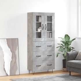 Aparador alto madera contrachapada gris hormigón 69,5x34x180 cm Aparador alto madera contrachapada gris hormigón 69,5x34x180 cm
