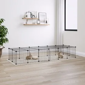 Jaula para mascotas de 28 paneles puerta acero negro 35x35 cm de vidaXL, Jaulas y habitáculos para animales pequeños - Ref: F...