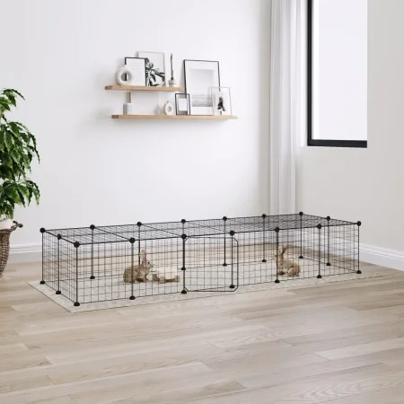 Jaula para mascotas de 28 paneles puerta acero negro 35x35 cm de vidaXL, Jaulas y habitáculos para animales pequeños - Ref: F...