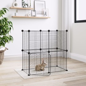 Jaula para mascotas de 12 paneles puerta acero negro 35x35cm by vidaXL, Cages and habitats for small animals - Ref: Foro24-31...