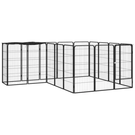 Hundekäfig 18 Paneele Stahl pulverbeschichtet schwarz 50x100 cm von vidaXL, Hundehütten und Zäune - Ref: Foro24-3115950, Prei...