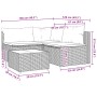 Set de muebles de jardín 4 pzas y cojines ratán sintético gris
