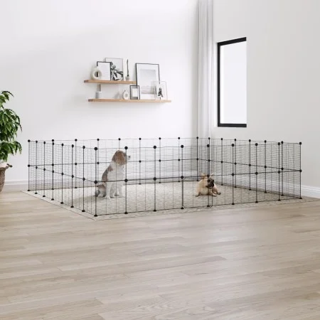 Pet cage with 60 panels black steel door 35x35 cm by vidaXL, Cages and habitats for small animals - Ref: Foro24-3114042, Pric...