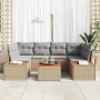 Conjunto de sofá de jardín con cojín 7 pcs Beige Poliratán