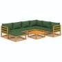 Gartenmöbel-Set 8-teilig aus Massivholz mit grünen Kissen von vidaXL, Gartensets - Ref: Foro24-3155322, Preis: 862,46 €, Raba...
