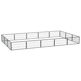 Dog cage 16 panels black powder coated steel 100x50 cm by vidaXL, Dog kennels and fences - Ref: Foro24-3115969, Price: 228,47...