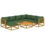 Gartenmöbel-Set 8-teilig aus Massivholz mit grünen Kissen von vidaXL, Gartensets - Ref: Foro24-3155322, Preis: 862,46 €, Raba...