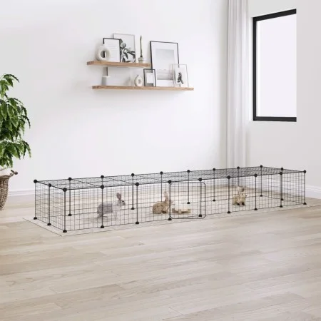 Jaula para mascotas de 36 paneles puerta acero negro 35x35 cm by vidaXL, Cages and habitats for small animals - Ref: Foro24-3...