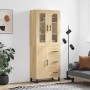 Aparador alto madera contrachapada color roble 69,5x34x180 cm