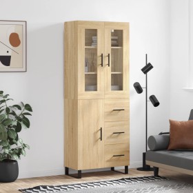 Aparador alto madera contrachapada color roble 69,5x34x180 cm
