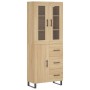 Aparador alto madera contrachapada color roble 69,5x34x180 cm