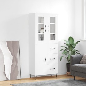 Aparador alto madera contrachapada blanco 69,5x34x180 cm