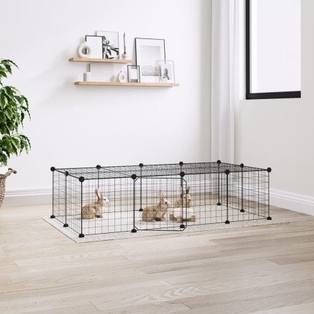 Jaula para mascotas de 20 paneles puerta acero negro 35x35 cm by vidaXL, Cages and habitats for small animals - Ref: Foro24-3...