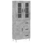 Aparador alto madera contrachapada gris hormigón 69,5x34x180 cm