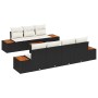 Conjunto de sofá de jardín con cojín 8 pcs Negro Poliratán