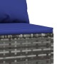 Set de muebles de jardín 3 pzas y cojines ratán sintético gris