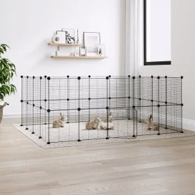 Pet cage with 36 panels, black steel door, 35x35 cm. by vidaXL, Cages and habitats for small animals - Ref: Foro24-3114045, P...