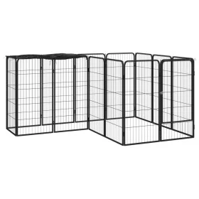Jaula perros 14 paneles acero recubierto polvo negro 50x100 cm by vidaXL, Dog kennels and fences - Ref: Foro24-3115949, Price...