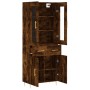 Aparador alto madera contrachapada roble ahumado 69,5x34x180 cm