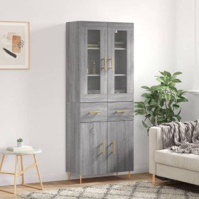 Aparador alto madera contrachapada gris sonoma 69,5x34x180 cm Aparador alto madera contrachapada gris sonoma 69,5x34x180 cm