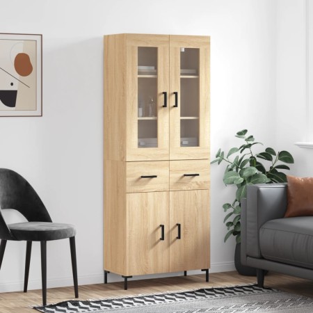 Aparador alto madera contrachapada color roble 69,5x34x180 cm