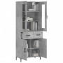 Aparador alto madera contrachapada gris hormigón 69,5x34x180 cm