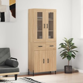Aparador alto madera contrachapada color roble 69,5x34x180 cm