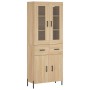 Aparador alto madera contrachapada color roble 69,5x34x180 cm
