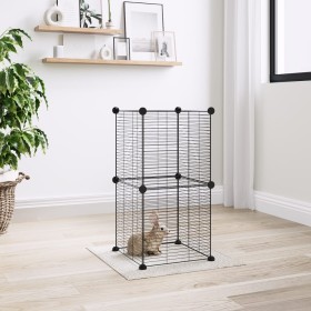 Jaula para mascotas de 8 paneles acero negro 35x35cm by vidaXL, Cages and habitats for small animals - Ref: Foro24-3114034, P...