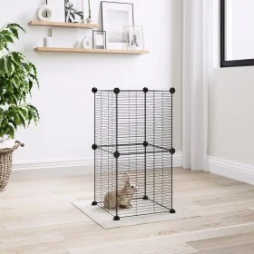 Jaula para mascotas de 8 paneles acero negro 35x35cm by vidaXL, Cages and habitats for small animals - Ref: Foro24-3114034, P...