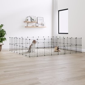 Jaula para mascotas de 60 paneles puerta acero negro 35x35 cm