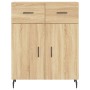 Aparador alto madera contrachapada color roble 69,5x34x180 cm