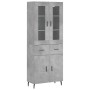Aparador alto madera contrachapada gris hormigón 69,5x34x180 cm