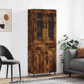 Aparador alto madera contrachapada roble ahumado 69,5x34x180 cm