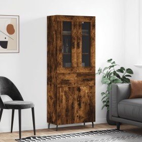 Aparador alto madera contrachapada roble ahumado 69,5x34x180 cm