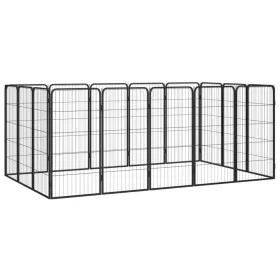 Hundekäfig 16 Paneele aus schwarz pulverbeschichtetem Stahl 50x100 cm von vidaXL, Hundehütten und Zäune - Ref: Foro24-3115960...