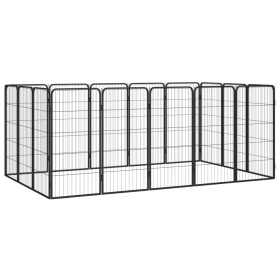 Hundekäfig 16 Paneele aus schwarz pulverbeschichtetem Stahl 50x100 cm von vidaXL, Hundehütten und Zäune - Ref: Foro24-3115960...