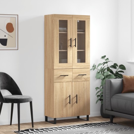 Aparador alto madera contrachapada color roble 69,5x34x180 cm