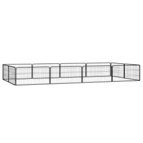 Hundekäfig 12 Paneele aus pulverbeschichtetem schwarzem Stahl 100x50 cm von vidaXL, Hundehütten und Zäune - Ref: Foro24-31159...