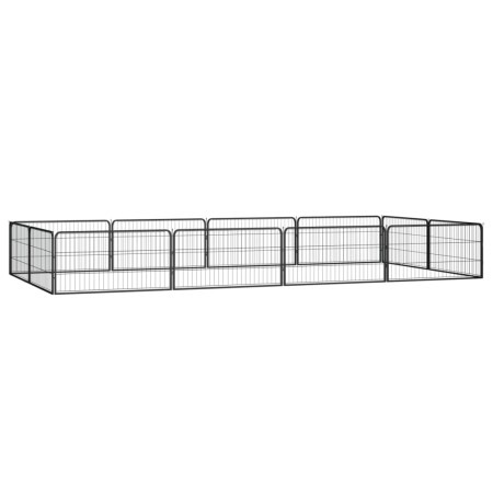 Hundekäfig 12 Paneele aus pulverbeschichtetem schwarzem Stahl 100x50 cm von vidaXL, Hundehütten und Zäune - Ref: Foro24-31159...
